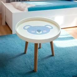 EMINZA Table basse enfant bois (D30 cm) Koala Bleu New