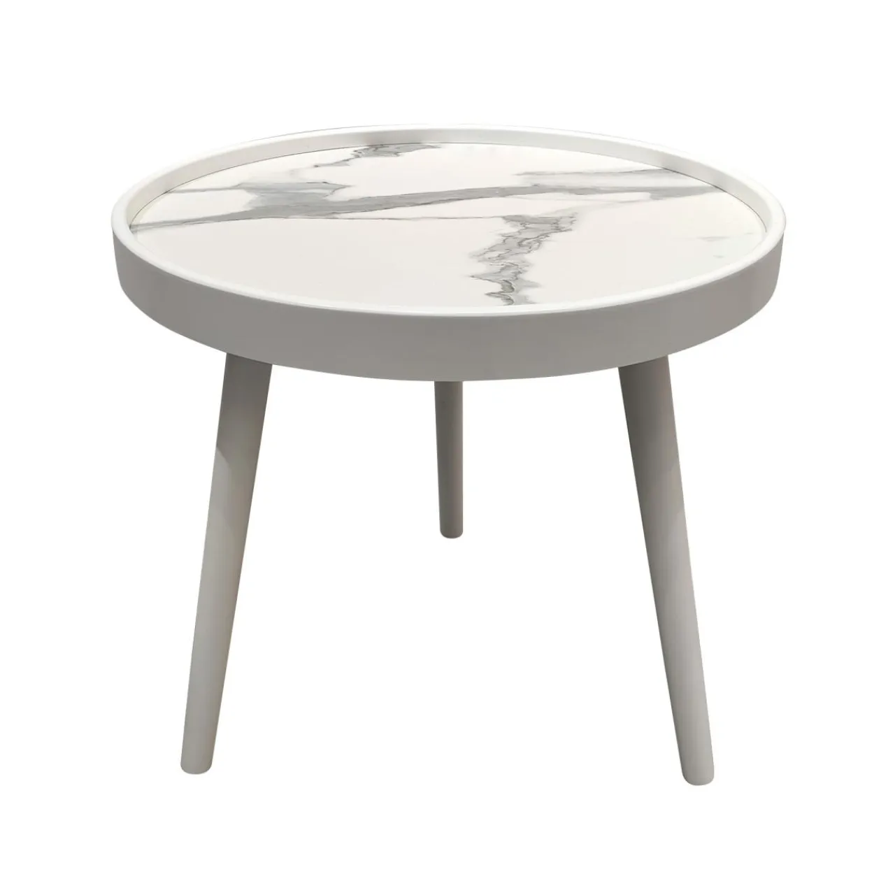 EMINZA Table basse ronde effet marbre (H43 cm) Déa Blanc Outlet