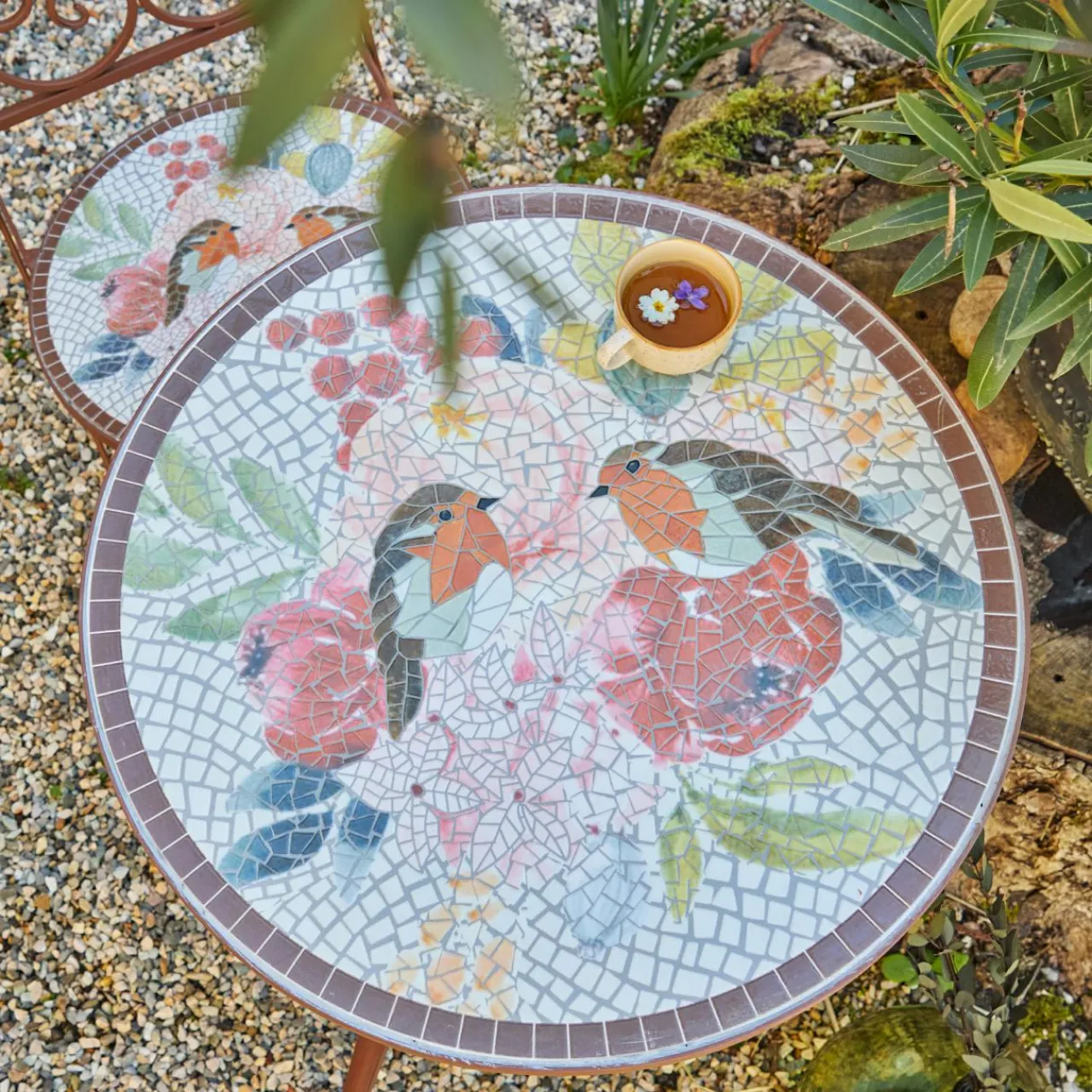 #N/A Table bistrot ronde en mosaïque Aberdeen Marron Sale