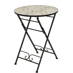 EMINZA Table bistrot ronde pliable en faïence (D58 cm) Lisse Pastel Multicolore New