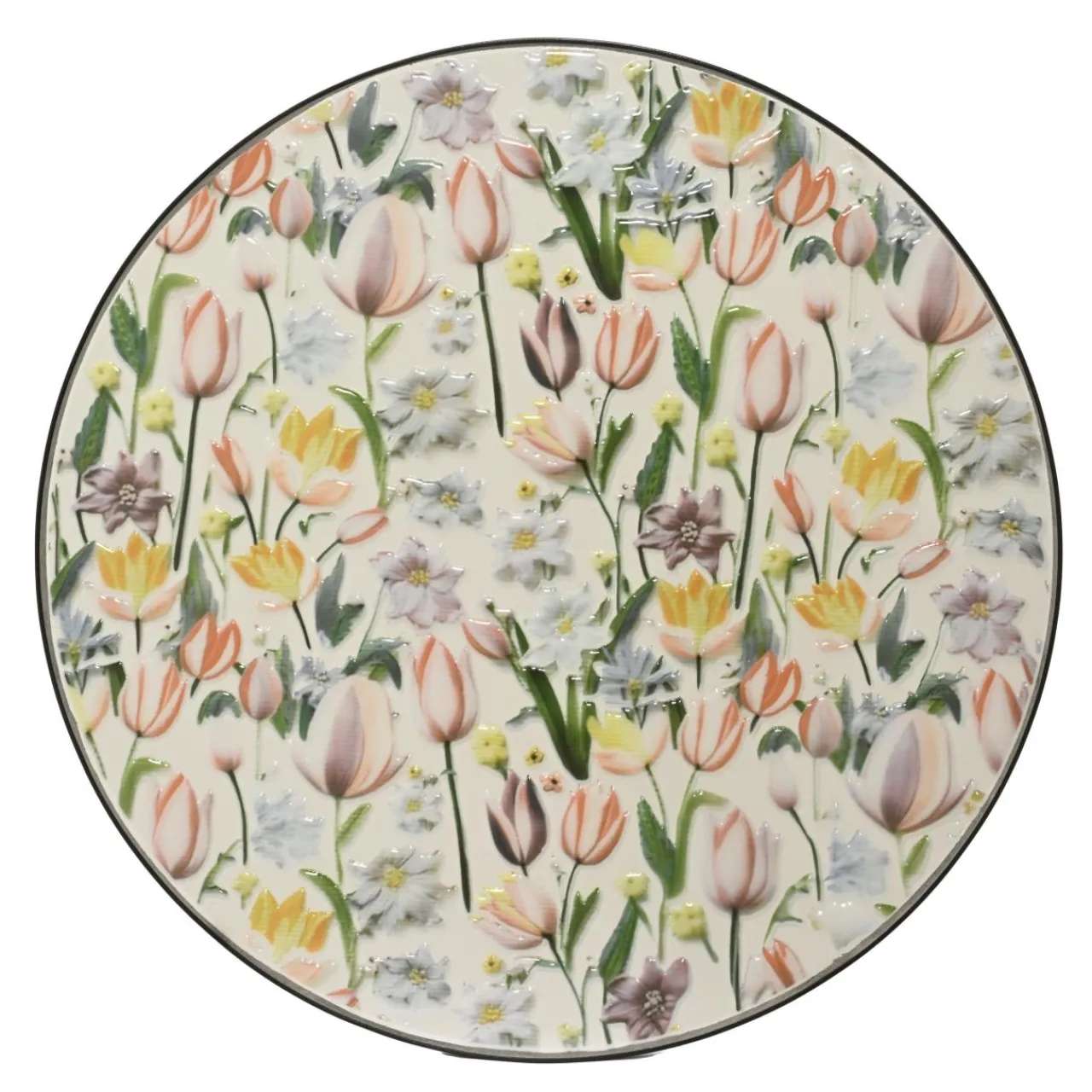 EMINZA Table bistrot ronde pliable en faïence (D58 cm) Lisse Pastel Multicolore New
