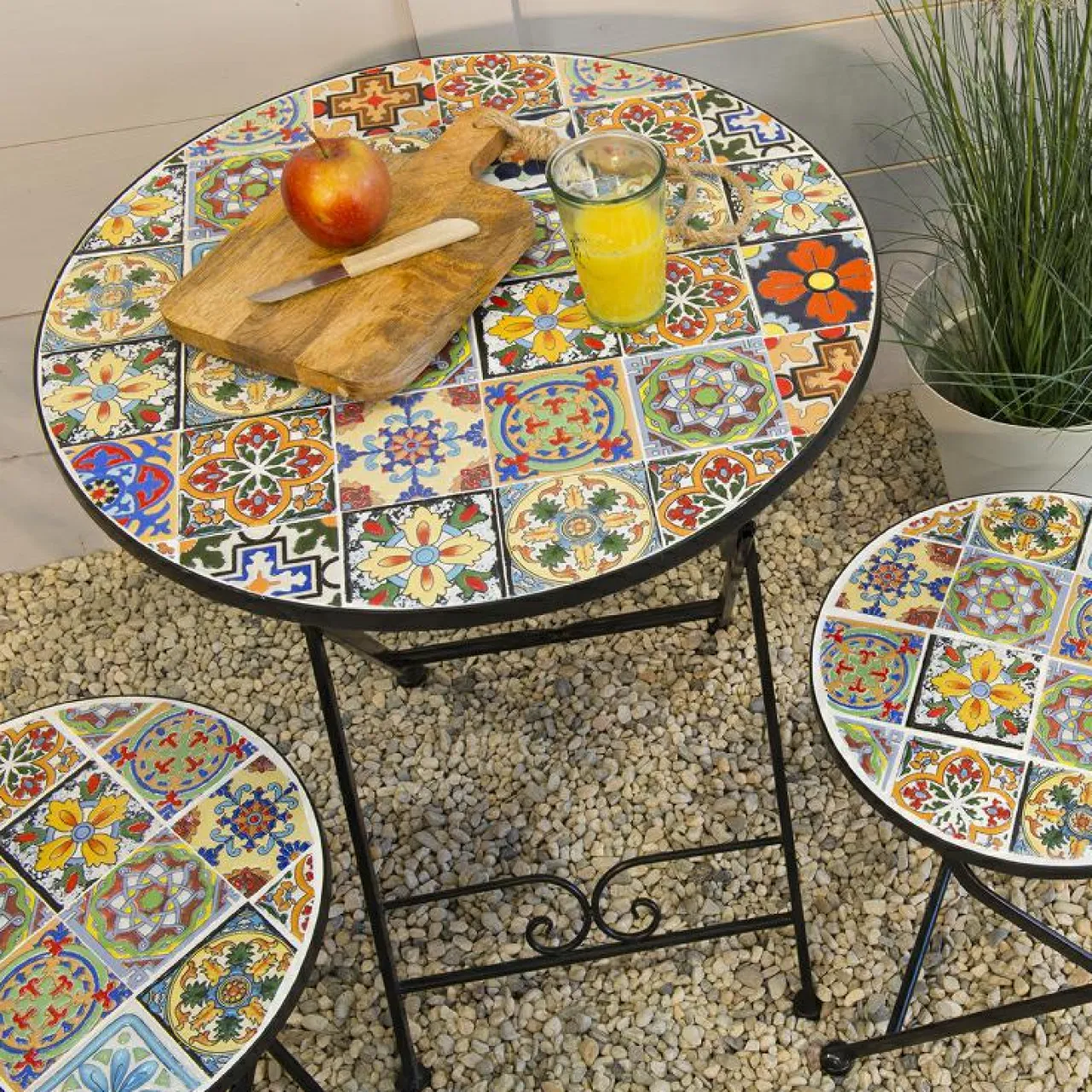 #N/A Table bistrot ronde pliable en mosaïque (D60 cm) Braga Multicolore Best