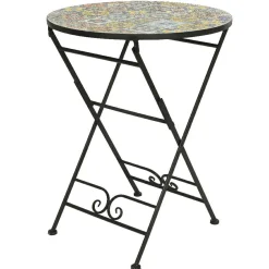 #N/A Table bistrot ronde pliable en mosaïque (D60 cm) Braga Multicolore Best