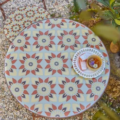 #N/A Table bistrot ronde pliable en mosaïque (D58 cm) Lyon Marron Sale