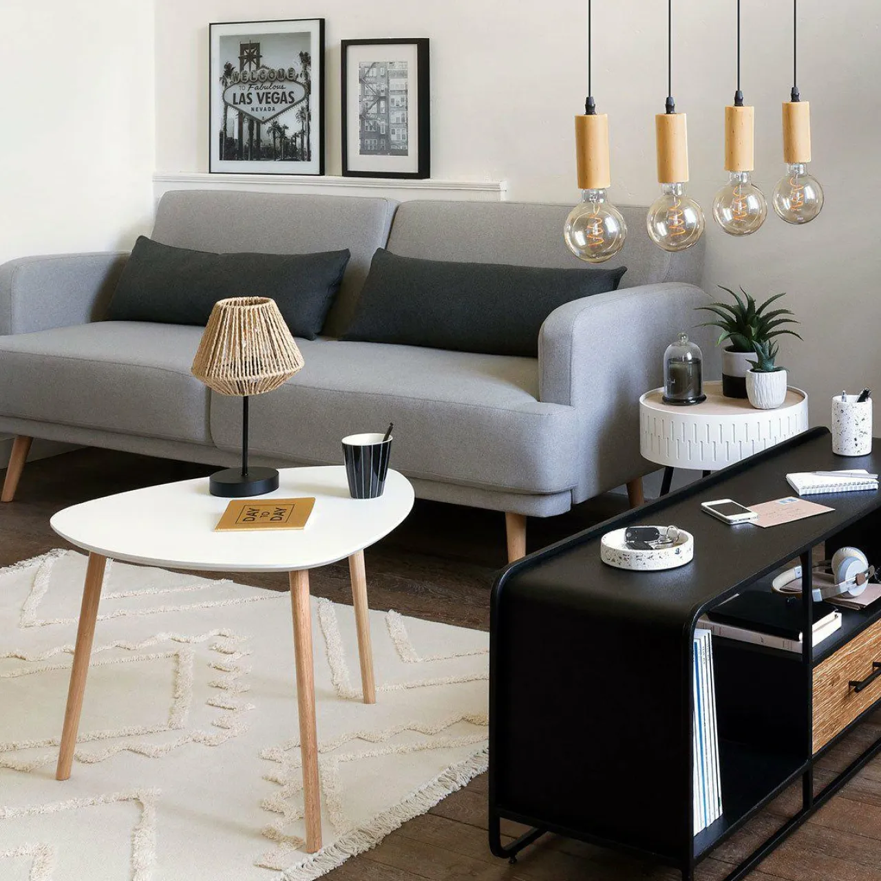 ATMOSPHERA Table coffre en bois (H45 cm) Shiro he Blanc Hot