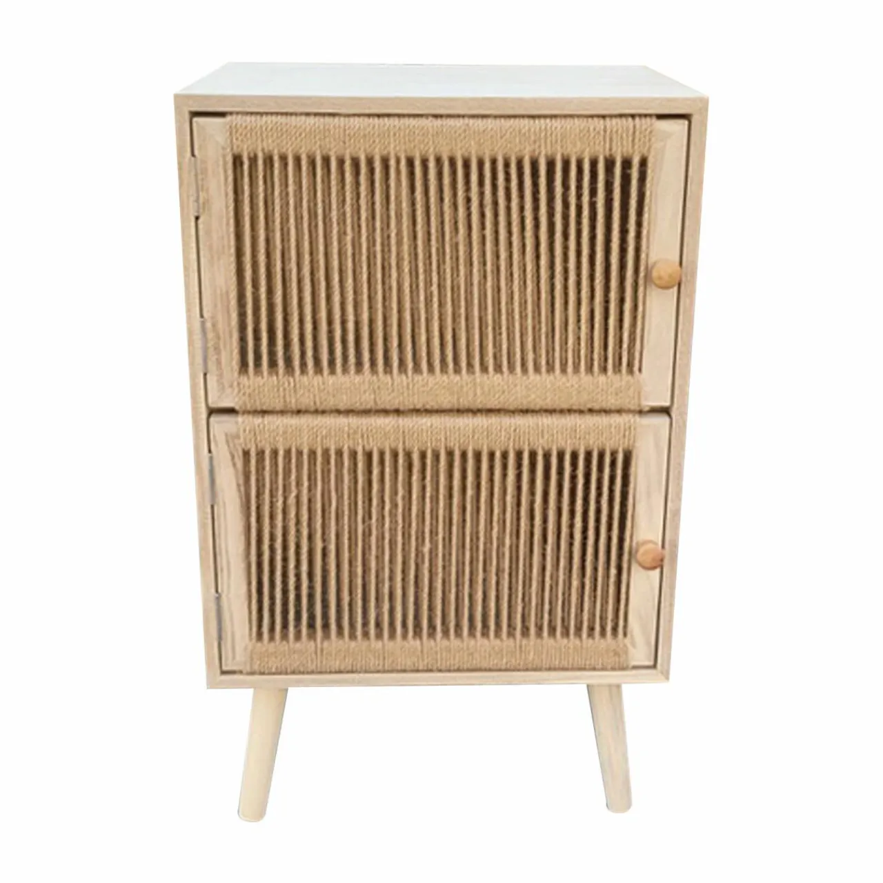 EMINZA Table d'appoint bois et corde de chanvre (H65 cm) Double Manille Beige