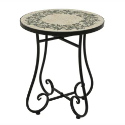 EMINZA Table d'appoint ronde en mosaïque (H46 x D39 cm) Athènes Beige Hot