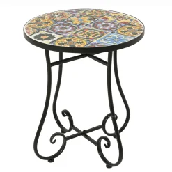 EMINZA Table d'appoint ronde en mosaïque (H46 x D39 cm) Braga Multicolore Discount