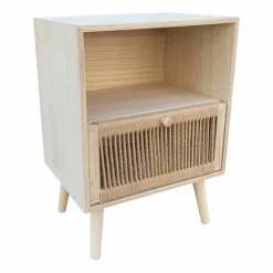 EMINZA Table de chevet bois et corde de chanvre (H55 cm) Manille niche Beige Hot