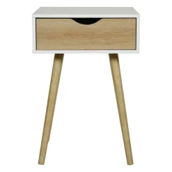 OSTARIA Table de chevet bois (H50 cm) Modern he Blanc