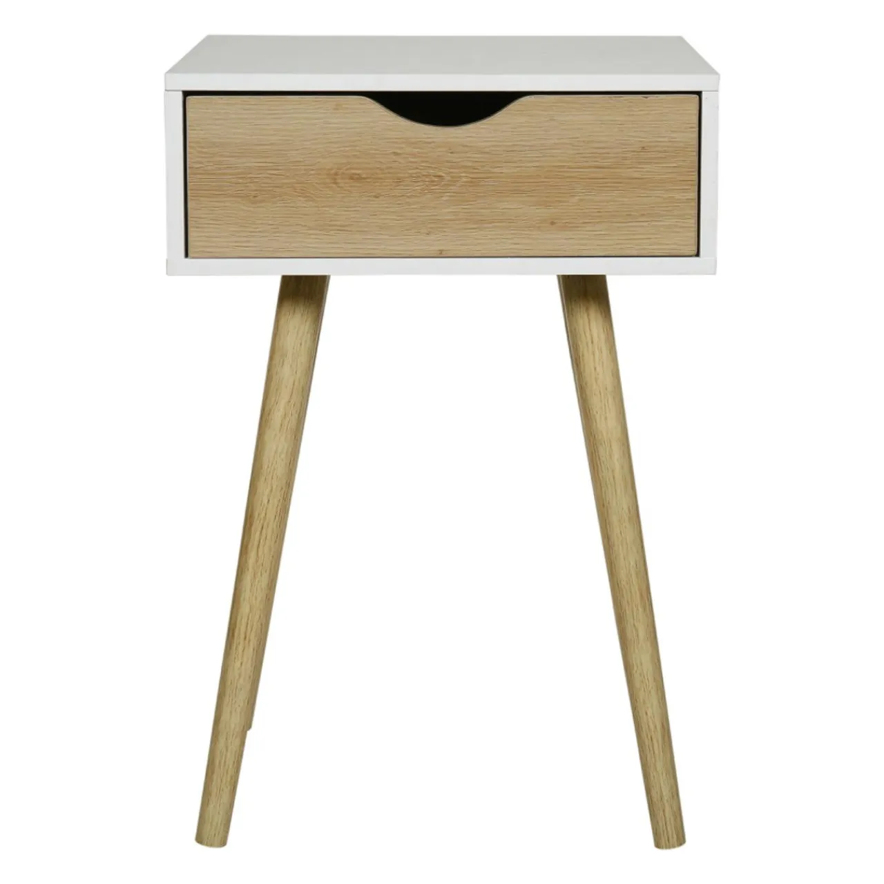 OSTARIA Table de chevet bois (H50 cm) Modern he Blanc