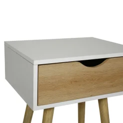 OSTARIA Table de chevet bois (H50 cm) Modern he Blanc