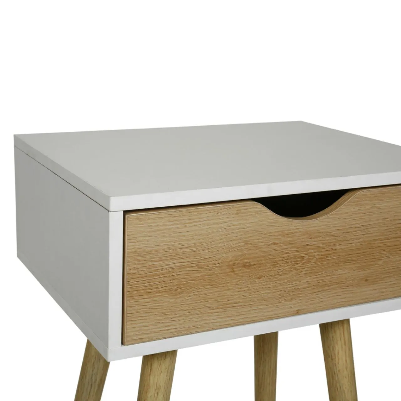 OSTARIA Table de chevet bois (H50 cm) Modern he Blanc