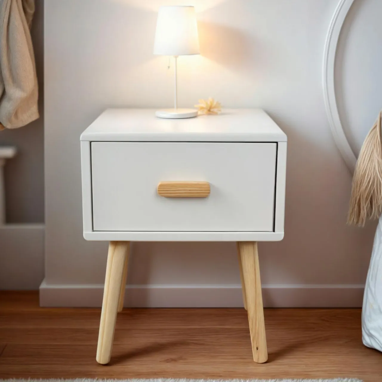 EMINZA Table de chevet enfant 1 tiroir bois (H44 cm) Livio Blanc Sale