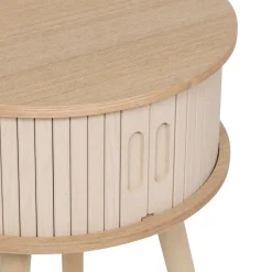 Atmosphera, cru017dateur d'intu017drieur Table de chevet ronde en bois (H54 cm) Nysos Crème Beige Outlet