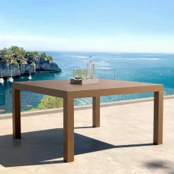 MOBELLIA Table de jardin carrée aluminium 8 places (136 x 136 cm) Murano Bronze
