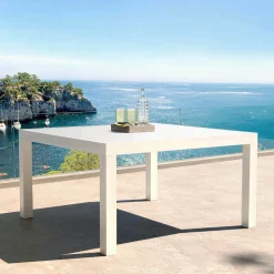 MOBELLIA Table de jardin carrée aluminium 8 places (136 x 136 cm) Murano Blanc New
