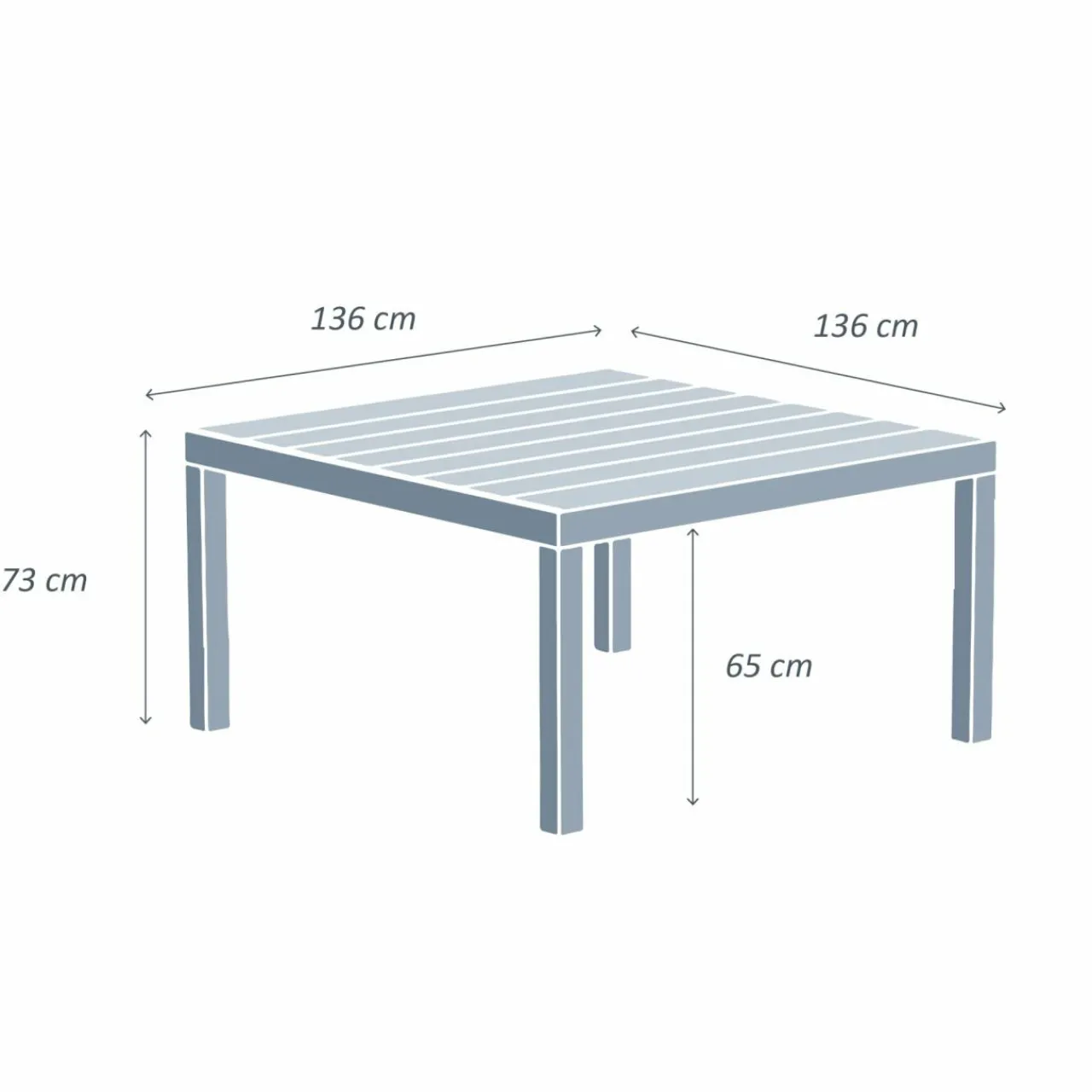 MOBELLIA Table de jardin carrée aluminium 8 places (136 x 136 cm) Murano Blanc New