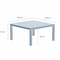 MOBELLIA Table de jardin carrée aluminium 8 places (136 x 136 cm) Murano Gris Anthracite