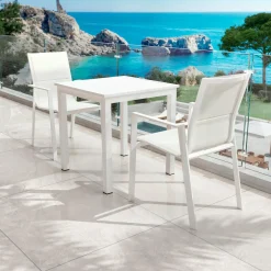MOBELLIA Table de jardin carrée aluminium 4 places (70 x 70 cm) Murano Blanc Online