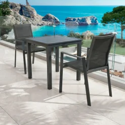 MOBELLIA Table de jardin carrée aluminium 4 places (70 x 70 cm) Murano Gris Anthracite Online