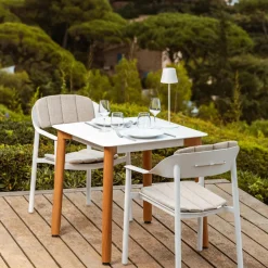 MOBELLIA Table de jardin carrée en aluminium 2 places (76 x 76 cm) Monte Carlo Blanc Online