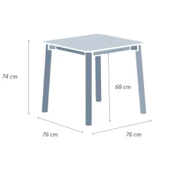 MOBELLIA Table de jardin carrée en aluminium 2 places (76 x 76 cm) Monte Carlo Gris Anthracite Outlet