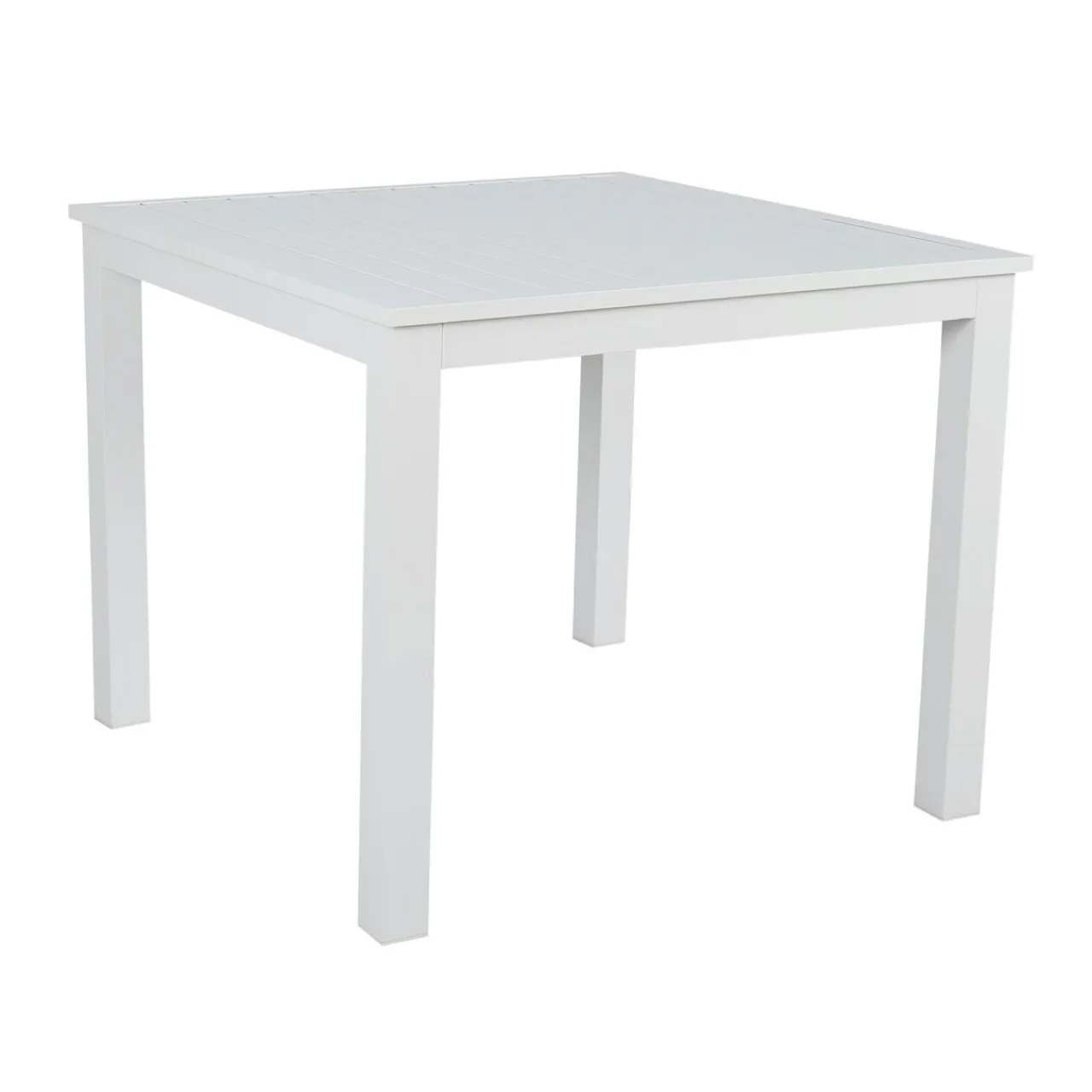 MOBELLIA Table de jardin carrée en aluminium 4 places (89 x 89 cm) Murano Blanc Discount
