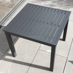 MOBELLIA Table de jardin carrée en aluminium 4 places (89 x 89 cm) Murano Gris Anthracite Hot