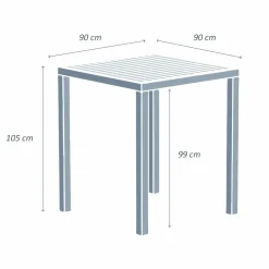 MOBELLIA Table de jardin carrée haute aluminium 4 places (90 x H105 cm) Murano Gris Anthracite Best
