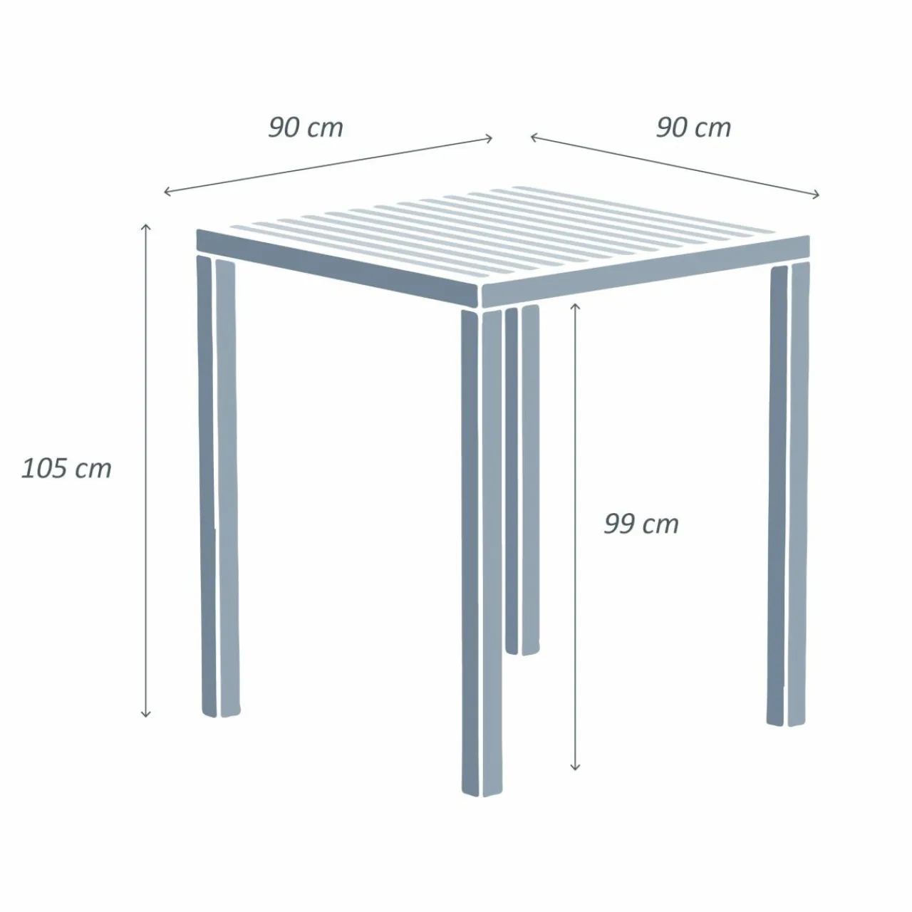 MOBELLIA Table de jardin carrée haute aluminium 4 places (90 x H105 cm) Murano Blanc Discount