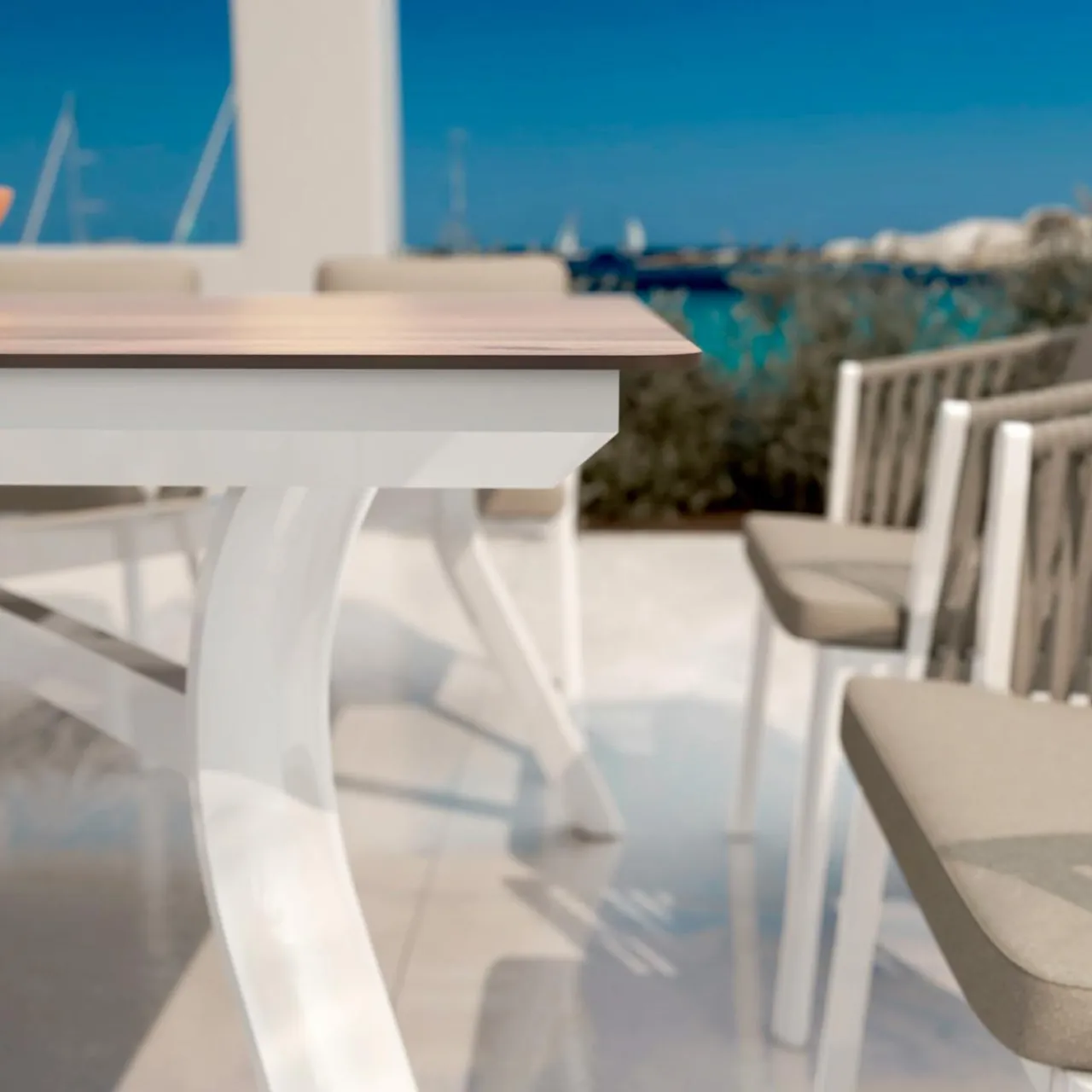 MOBELLIA Table de jardin carré en aluminium 8 places (136 x 136 cm) Amalfi Blanc Online