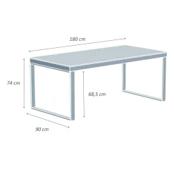 MOBELLIA Table de jardin en aluminium et céramique 8 places (180 x 90 cm) Kore Gris Anthracite Best
