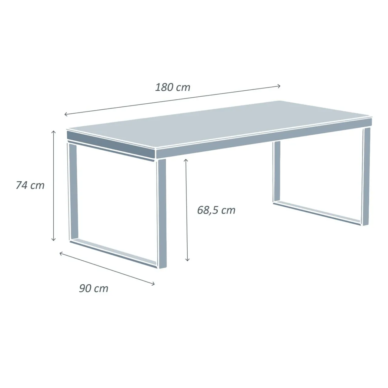 MOBELLIA Table de jardin en aluminium et céramique 8 places (180 x 90 cm) Kore Gris Anthracite Best