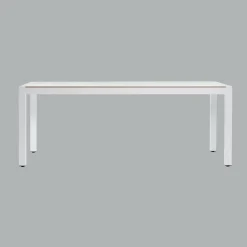 MOBELLIA Table de jardin en aluminium et céramique 8 places (180 x 90 cm) Modena Blanc Hot