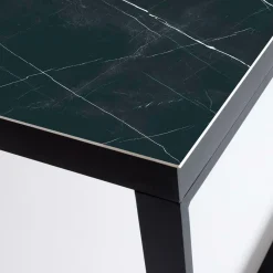 MOBELLIA Table de jardin en aluminium et céramique 10 places (240 x 120 cm) Kore Noir marbré Hot