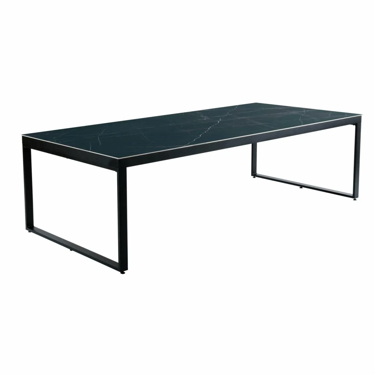MOBELLIA Table de jardin en aluminium et céramique 10 places (240 x 120 cm) Kore Noir marbré Hot