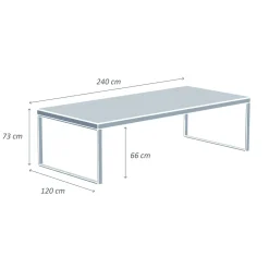 MOBELLIA Table de jardin en aluminium et céramique 10 places (240 x 120 cm) Kore Gris et gris anthracite Effet Pierre gris - gris anthracite Hot