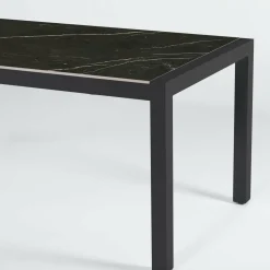 MOBELLIA Table de jardin en aluminium et céramique 8 places (180 x 90 cm) Modena Noir marbré