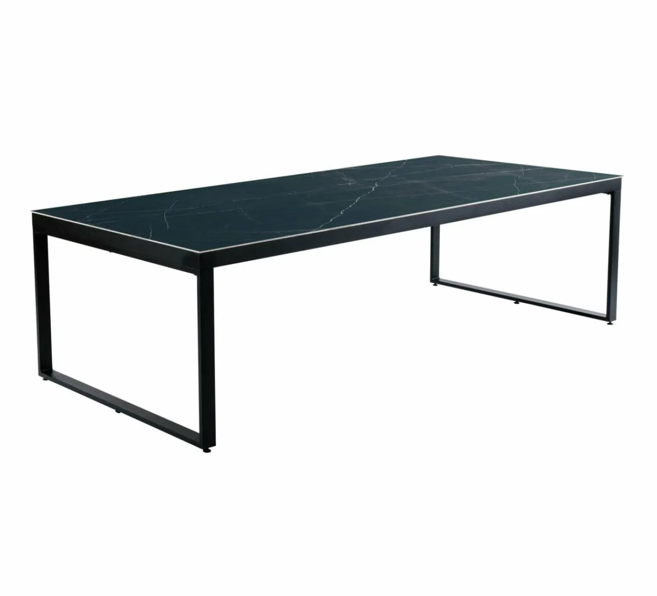MOBELLIA Table de jardin en aluminium et céramique 12 places (260 x 120 cm) Kore Noir marbré