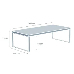 MOBELLIA Table de jardin en aluminium et céramique 12 places (260 x 120 cm) Kore Noir marbré