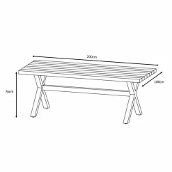MOBELLIA Table de jardin en aluminium et bois teck 8 places (200 x 100 cm) Bali Blanc Online