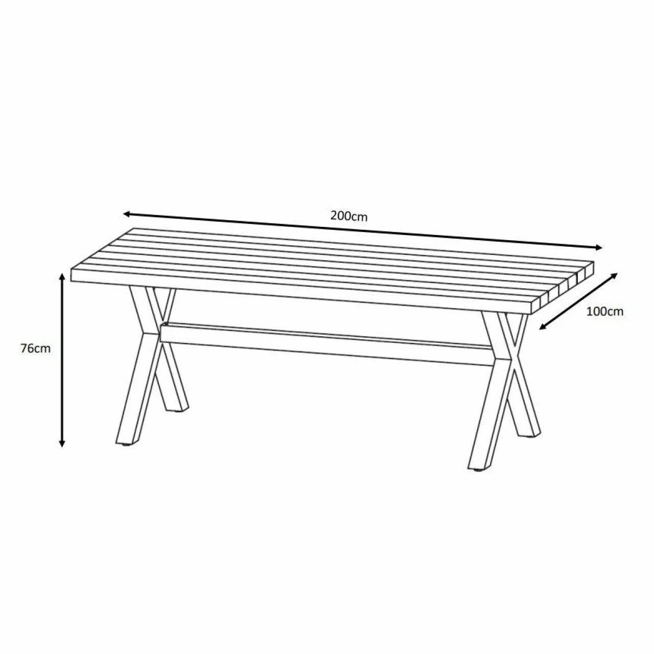 MOBELLIA Table de jardin en aluminium et bois teck 8 places (200 x 100 cm) Bali Blanc Online