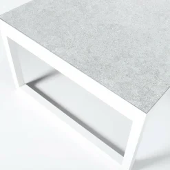 MOBELLIA Table de jardin en aluminium et céramique 12 places (260 x 120 cm) Kore Blanc et Gris clair Outlet