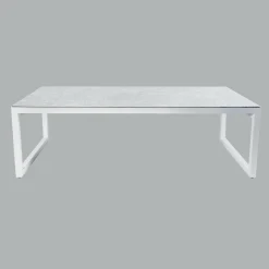 MOBELLIA Table de jardin en aluminium et céramique 12 places (260 x 120 cm) Kore Blanc et Gris clair Outlet
