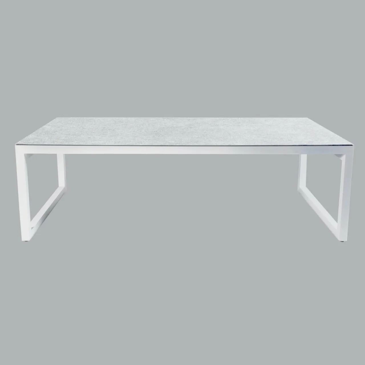 MOBELLIA Table de jardin en aluminium et céramique 12 places (260 x 120 cm) Kore Blanc et Gris clair Outlet