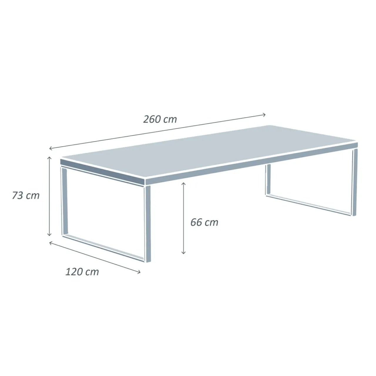 MOBELLIA Table de jardin en aluminium et céramique 12 places (260 x 120 cm) Kore Blanc et Gris clair Outlet