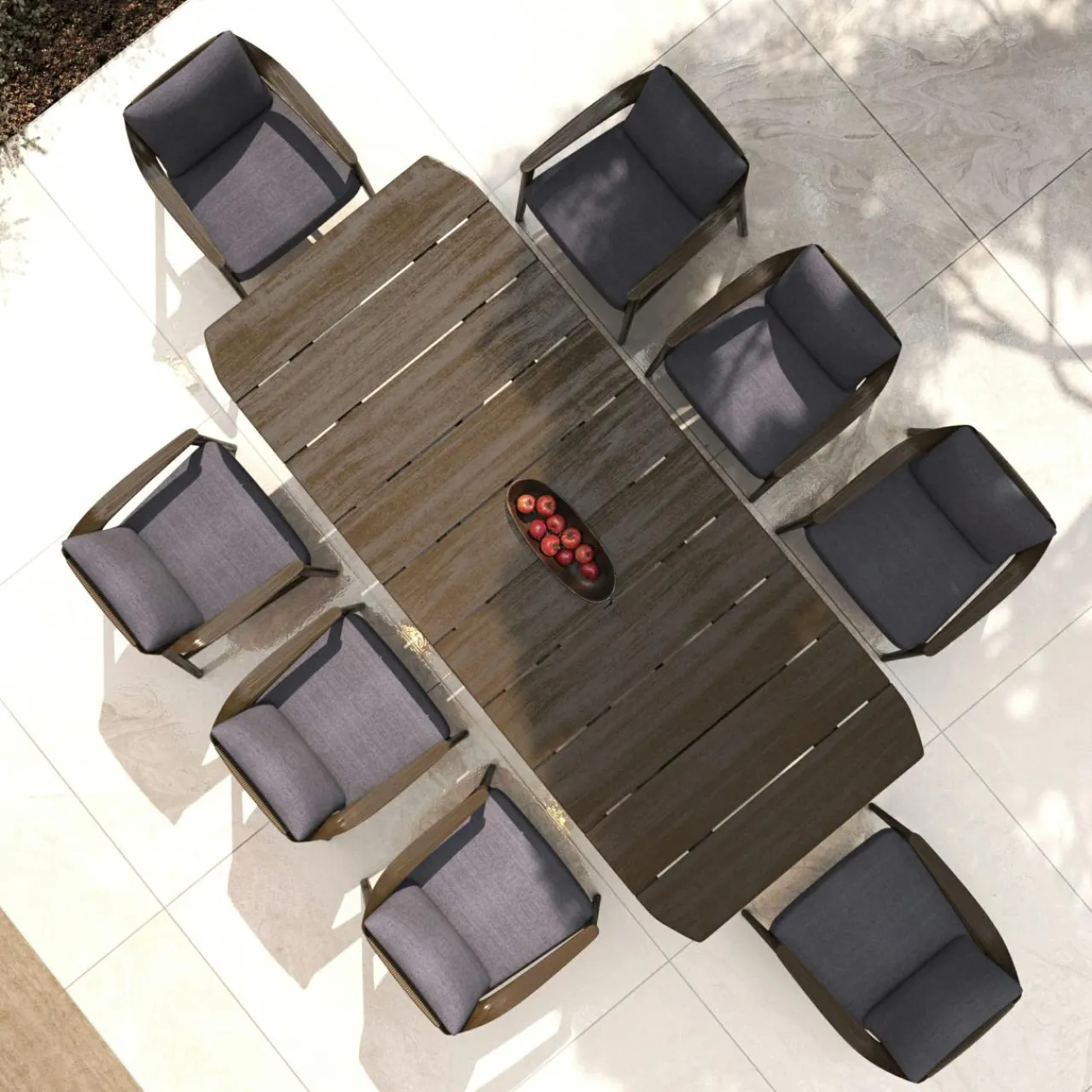 MOBELLIA Table de jardin en bois teck 8 places (260 x 100 cm) Cap Ferrat foncé Marron Hot
