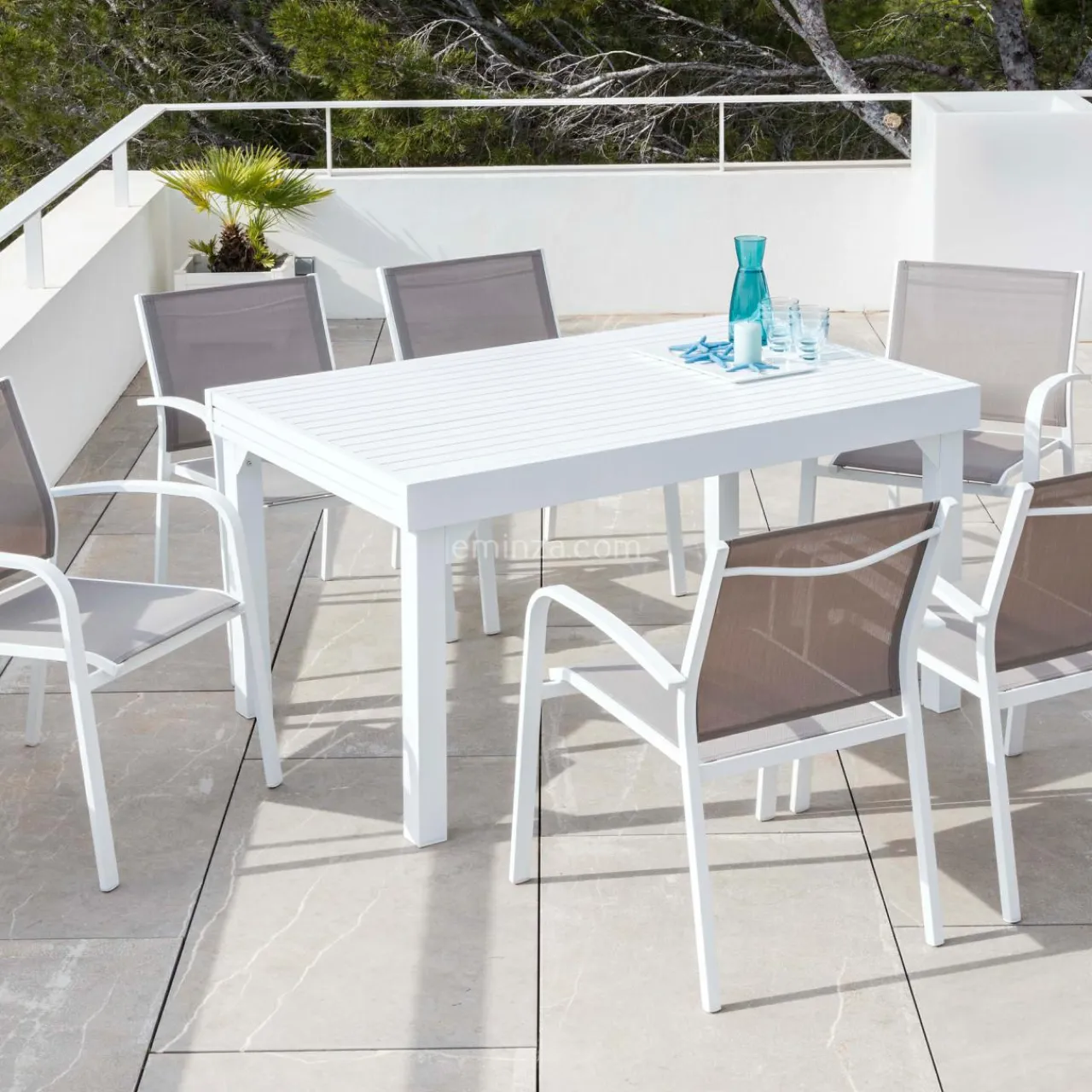 MOBELLIA Table de jardin extensible aluminium 10 places (135/270 x 90 cm) Murano Blanc Clearance