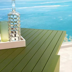 MOBELLIA Table de jardin extensible aluminium 10 places (135/270 x 90 cm) Murano Vert olive Outlet